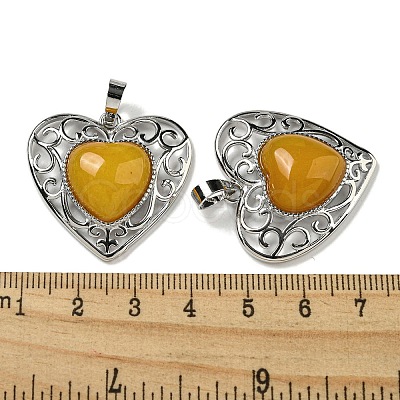 Natural Topaz Jade Peach Love Heart Pendants G-G158-01M-1