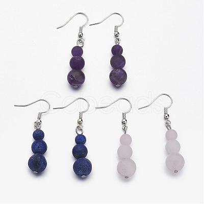 Natural Gemstone Beads Dangle Earrings EJEW-JE02213-1