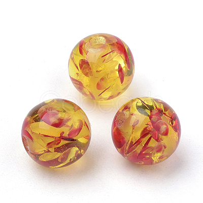 Resin Imitation Amber Beads X-RB660Y-6mm-2-1