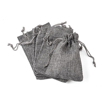 Polyester Imitation Burlap Packing Pouches Drawstring Bags X-ABAG-R005-9x12-04-1