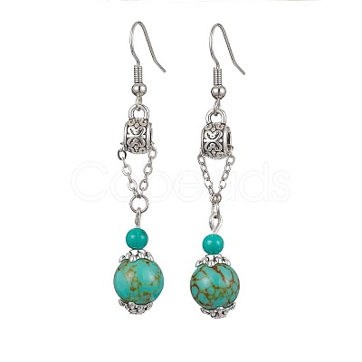 Synthetic GreenTurquoise Dangle Earrings EJEW-JE05621-01-1