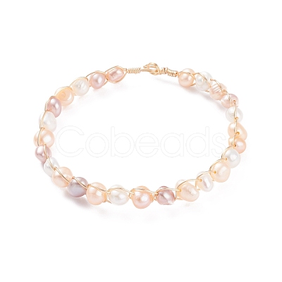 Natural Cultured Freshwater Pearl Beaded Bracelets for Women BJEW-JB07724-02-1