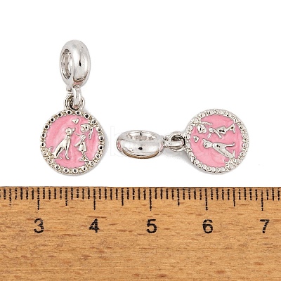 Rack Plating Alloy Pink Enamel European Dangle Charms FIND-C055-15P-1