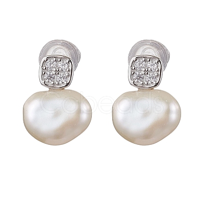 Natural Pearl Ear Studs EJEW-P286-33P-1