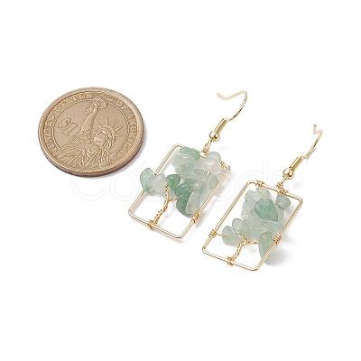 Natural Green Aventurine Chips Tree Dangle Earrings EJEW-JE05734-04-1