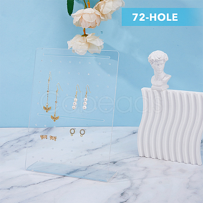 72-Hole Acrylic Slant Back Earring Display Stands EDIS-WH0021-33B-1