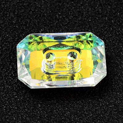 2-Hole Rectangle Glass Rhinestone Buttons BUTT-D001-J-1