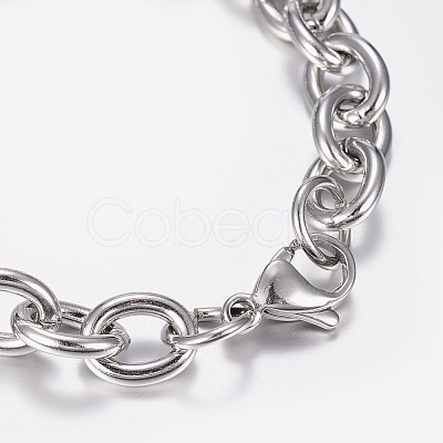 Tarnish Resistant 304 Stainless Steel Cable Chain Bracelets X-BJEW-I238-09P-1