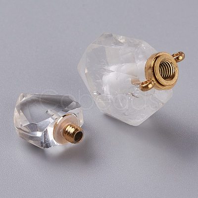 Hexagon Natural Quartz Crystal Perfume Bottle Pendants G-H241-03E-G-1