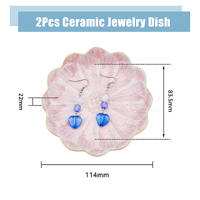 DICOSMETIC 2Pcs 2 Colors Flambed Glazed Lotus Jewelry Plate for Rings Bracelets Necklaces AJEW-DC0001-38-1