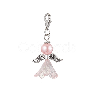 2Pcs 2 Colors Wedding Season Angel Glass Pearl & Acrylic Pendant Decorations HJEW-JM01920-1-1