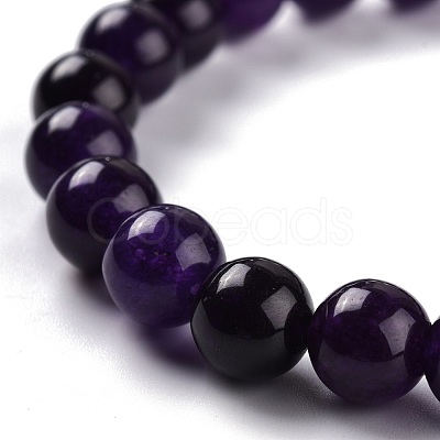 Dyed Natural Jade Beads Stretch Bracelets BJEW-J183-B-11-1