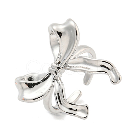 Bowknot Brass Cuff Rings RJEW-L113-015P-02-1