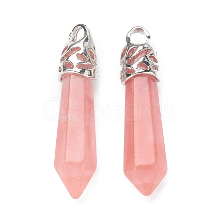 Bullet Cherry Quartz Glass Pointed Pendants G-E332-C30-1