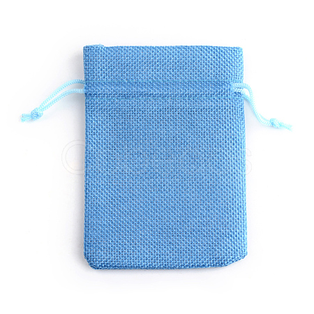 Polyester Imitation Burlap Packing Pouches Drawstring Bags ABAG-R005-9x7-20-1