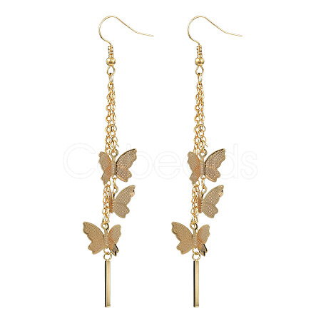 Butterfly Brass Dangel Earrings EJEW-TA00315-1