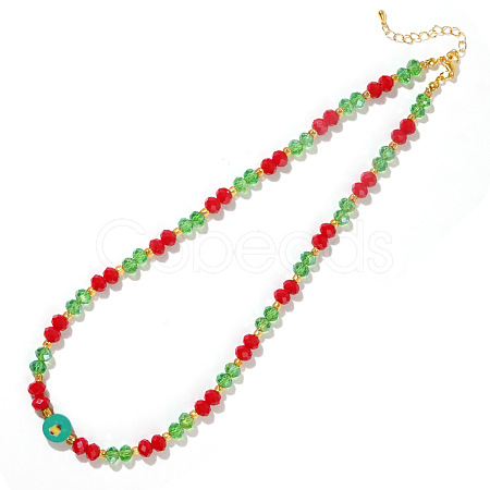 Christmas Glass Seed Beaded Necklaces SI5243-1-1