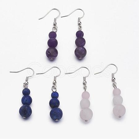 Natural Gemstone Beads Dangle Earrings EJEW-JE02213-1