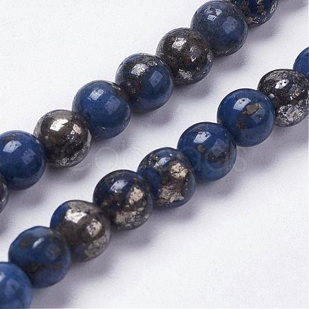 Natural Pyrite Beads Strands G-K181-8mm-H04-1