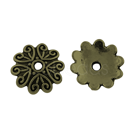 Tibetan Style Alloy Bead Caps TIBEP-R304-110AB-LF-1