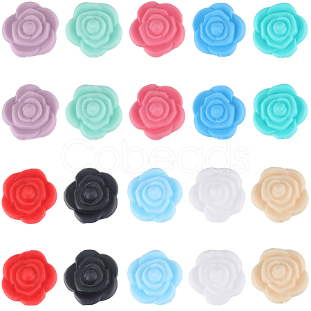 SUNNYCLUE 20Pcs 10 Colors Rose Food Grade Eco-Friendly Silicone Beads SIL-SC0001-44-1