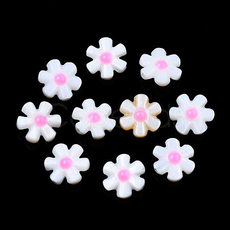 Natural Freshwater Shell Enamel Beads SHEL-N003-27D-1