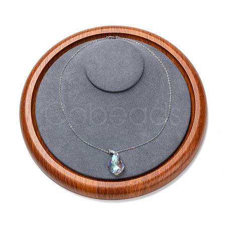 Flat Round Fashion Wood Jewelry Necklace Displays Tray ODIS-P008-12B-1