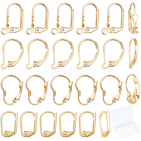 SUNNYCLUE 24Pcs 4 Styles Brass Leverback Earring Findings KK-SC0002-28G-1