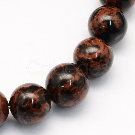 Natural Mahogany Obsidian Round Beads Strands G-S163-6mm-1