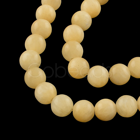 Round Natural Yellow Jade Beads Strands G-R336-8mm-03-1