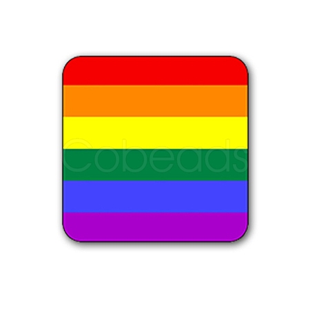 Pride Rainbow Flag Theme Tinplate Brooch PW-WG45491-01-1