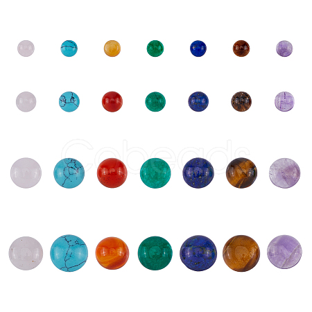 SUPERFINDINGS 56Pcs 28 Styles Chakra Natural & Synthetic Mixed Gemstone Cabochons G-FH0002-21-1