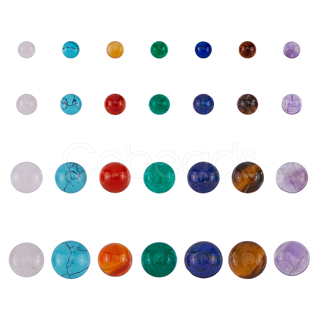 SUPERFINDINGS 56Pcs 28 Styles Chakra Natural & Synthetic Mixed Gemstone Cabochons G-FH0002-21-1