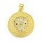 Brass Micro Pave Cubic Zirconia Pendants, Flat Round with Leopard Head Charms, Real 18K Gold Plated, 24x22x4.8mm, Hole: 4x3mm