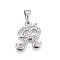 304 Stainless Steel Pendants, with Rhinestone, Letter, Letter.R, 19x16.5x2mm, Hole: 3~3.5x7.5~8mm