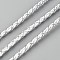 Braided PU Leather Cords, Round, Silver, 4mm, about 2.19 Yards(2m)/Strand