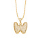 Brass Micro Pave Cubic Zirconia Pendant Necklaces, Golden, Letter W, 16.54 inch(42cm), Pendant: 24~30x13~22mm