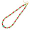 Christmas Glass Seed Beaded Necklaces, 	Lime Green, Red, 16.54 inch(42cm)