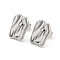 Non-Tarnish 304 Stainless Steel Stud Earrings, Twist Rectangle, Stainless Steel Color, 13x8.5mm