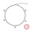 925 Sterling Silver Anklet, Round, Real Platinum Plated, 8-1/4 inch(21cm)