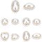 Nbeads 10Pcs 5 Style ABS Plastic Imitation Pearl Pendants, with Light Gold Plated Brass Wire Wrapped, Round & Heart  & Oval, Creamy White, 20~29x19~24x9~15mm, 2pcs/style