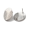 Non-Tarnish 304 Stainless Steel Stud Earrings Findings, with Vertical Loop, Textured Oval, Stainless Steel Color, 20x16mm, Hole: 2.5mm, Pin: 0.7mm