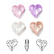 K9 Glass Rhinestone Cabochons, Point Back & Back Plated, Faceted, Heart, Mixed Color, 13x12x5mm