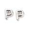 Brass Hollow Out Initial Letter Stud Earrings for Women, Platinum, Lead Free & Cadmium Free, Letter.P, 7x5.5x1.5mm, Pin: 0.8mm