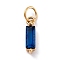 304 Stainless Steel Cubic Zirconia Pendants, Rectangle, Golden, Marine Blue, 17x4x4mm, Hole: 5mm