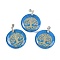 Synthetic Turquoise Flat Round Pendants, Tree of Life Charms with Rack Plating Platinum Tone Brass Snap on Bails, Cadmium Free & Lead Free, 30.5~32x25~25.5x6.5~7.5mm, Hole: 4.5x3.5mm