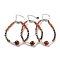 Natural Carnelian Round & Synthetic Non-magnetic Hematite & White Shell Beaded Bracelets for Women, 7-1/4 inch(18.5cm)