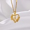 304 Stainless Steel Heart Pendant Necklaces with Cubic Zirconia, Letter Charms, Letter L, 16.54 inch(42cm)