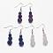 Natural Gemstone Beads Dangle Earrings, with Platinum Tone Brass Earring Hooks, Mixed Color, 47mm, pin: 0.6mm