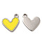 304 Stainless Steel Enamel Pendants, Heart Charm, Stainless Steel Color, 11.5x10x1mm, Hole: 1.6mm